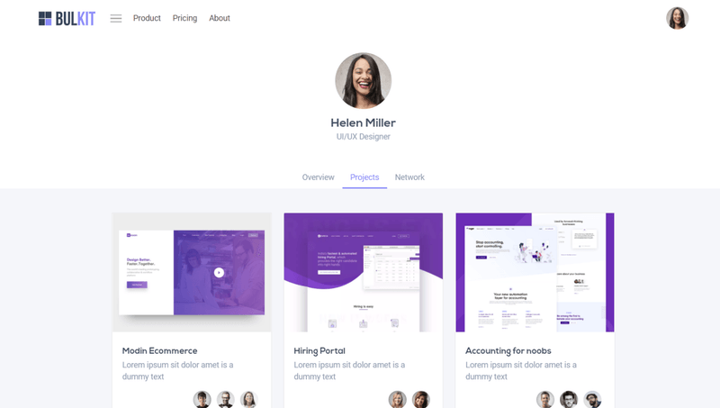 Profile page